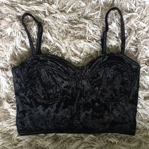 Black Velvet Crop Bustier Top